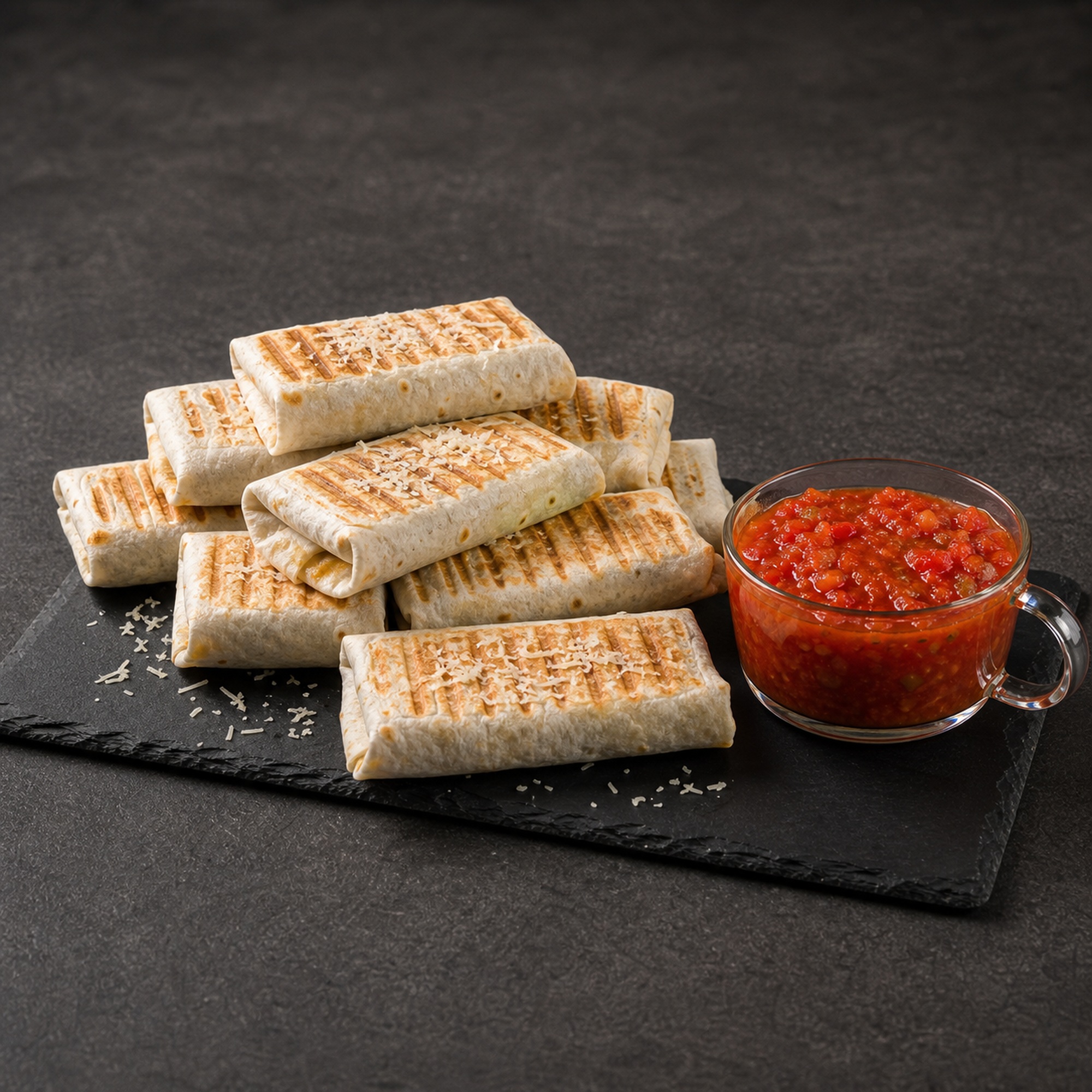 Burritos z salsą – widok frontowy
